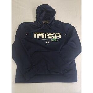 Under Armour Notre Dame Fighting Irish Hoodie Mens Small Navy Blue Pullover